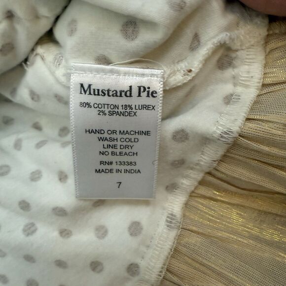 Mustard Pie Girls Ruffled Dress Polka Dots Neutral Girls Size 7 - Picture 7 of 11